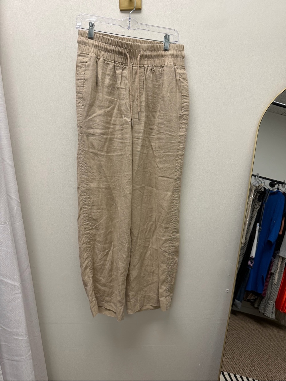 QUINCE linen drawstring wide leg pants - Picture 3 of 4